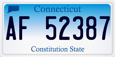 CT license plate AF52387