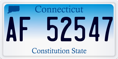 CT license plate AF52547