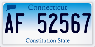 CT license plate AF52567