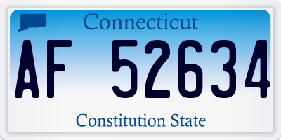CT license plate AF52634