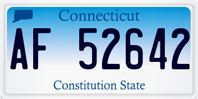 CT license plate AF52642