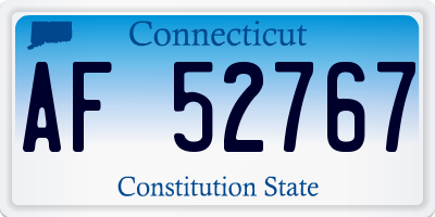 CT license plate AF52767