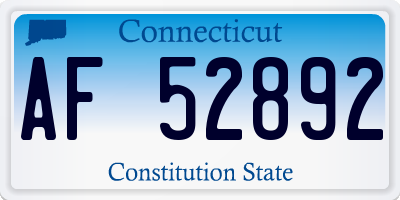 CT license plate AF52892