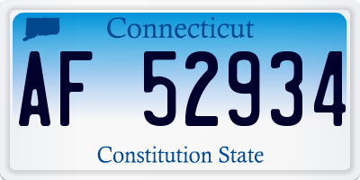 CT license plate AF52934