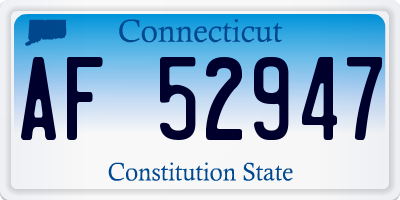 CT license plate AF52947