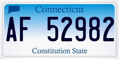 CT license plate AF52982