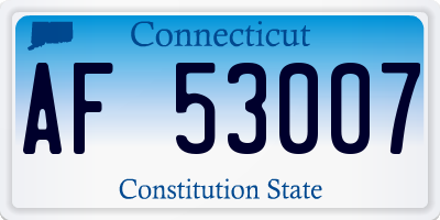 CT license plate AF53007