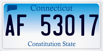 CT license plate AF53017