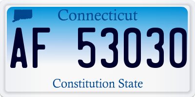 CT license plate AF53030