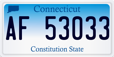 CT license plate AF53033