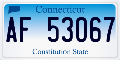 CT license plate AF53067