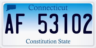 CT license plate AF53102