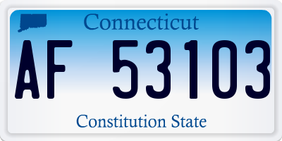 CT license plate AF53103