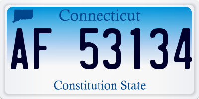 CT license plate AF53134