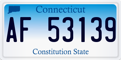 CT license plate AF53139