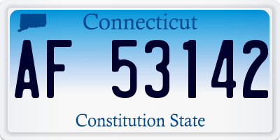 CT license plate AF53142