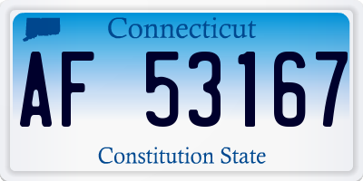 CT license plate AF53167