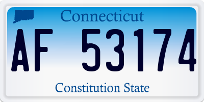 CT license plate AF53174