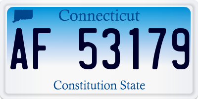 CT license plate AF53179