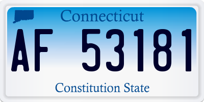 CT license plate AF53181