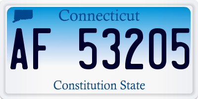 CT license plate AF53205