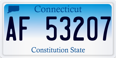 CT license plate AF53207