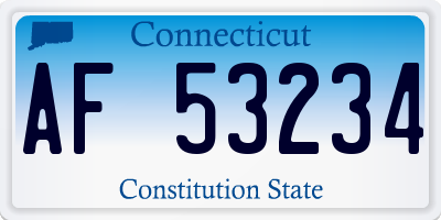 CT license plate AF53234