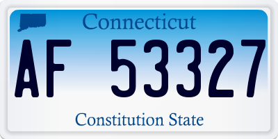 CT license plate AF53327