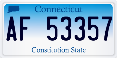 CT license plate AF53357
