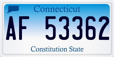 CT license plate AF53362
