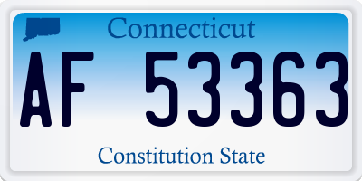 CT license plate AF53363