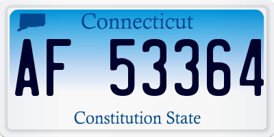 CT license plate AF53364