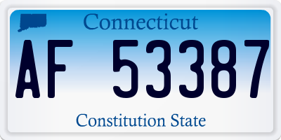CT license plate AF53387