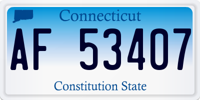CT license plate AF53407