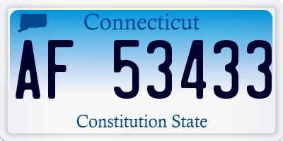 CT license plate AF53433