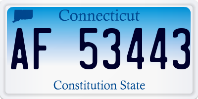 CT license plate AF53443
