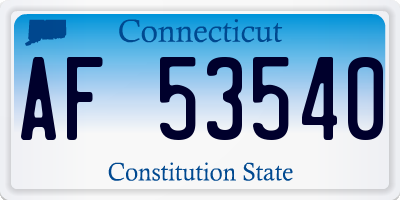 CT license plate AF53540