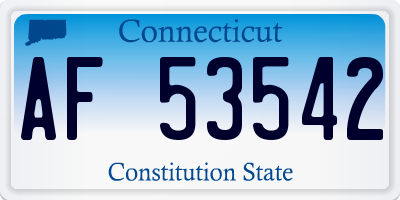 CT license plate AF53542