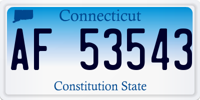 CT license plate AF53543