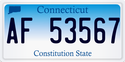 CT license plate AF53567