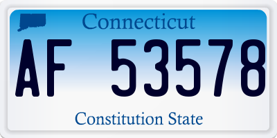CT license plate AF53578