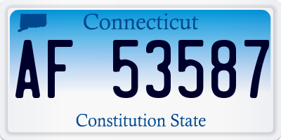 CT license plate AF53587