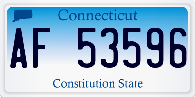 CT license plate AF53596