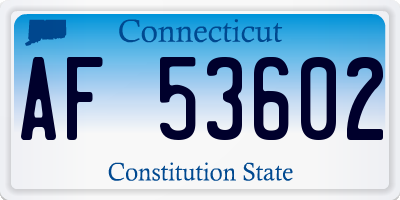 CT license plate AF53602
