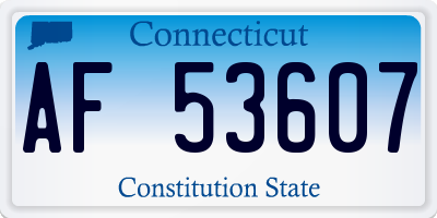 CT license plate AF53607