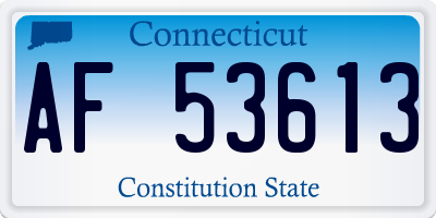 CT license plate AF53613