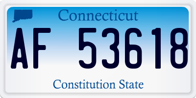 CT license plate AF53618