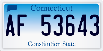 CT license plate AF53643