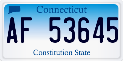 CT license plate AF53645