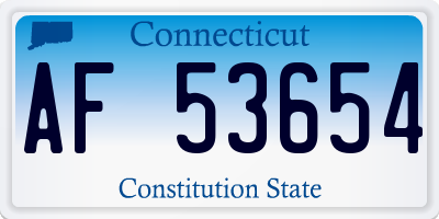 CT license plate AF53654